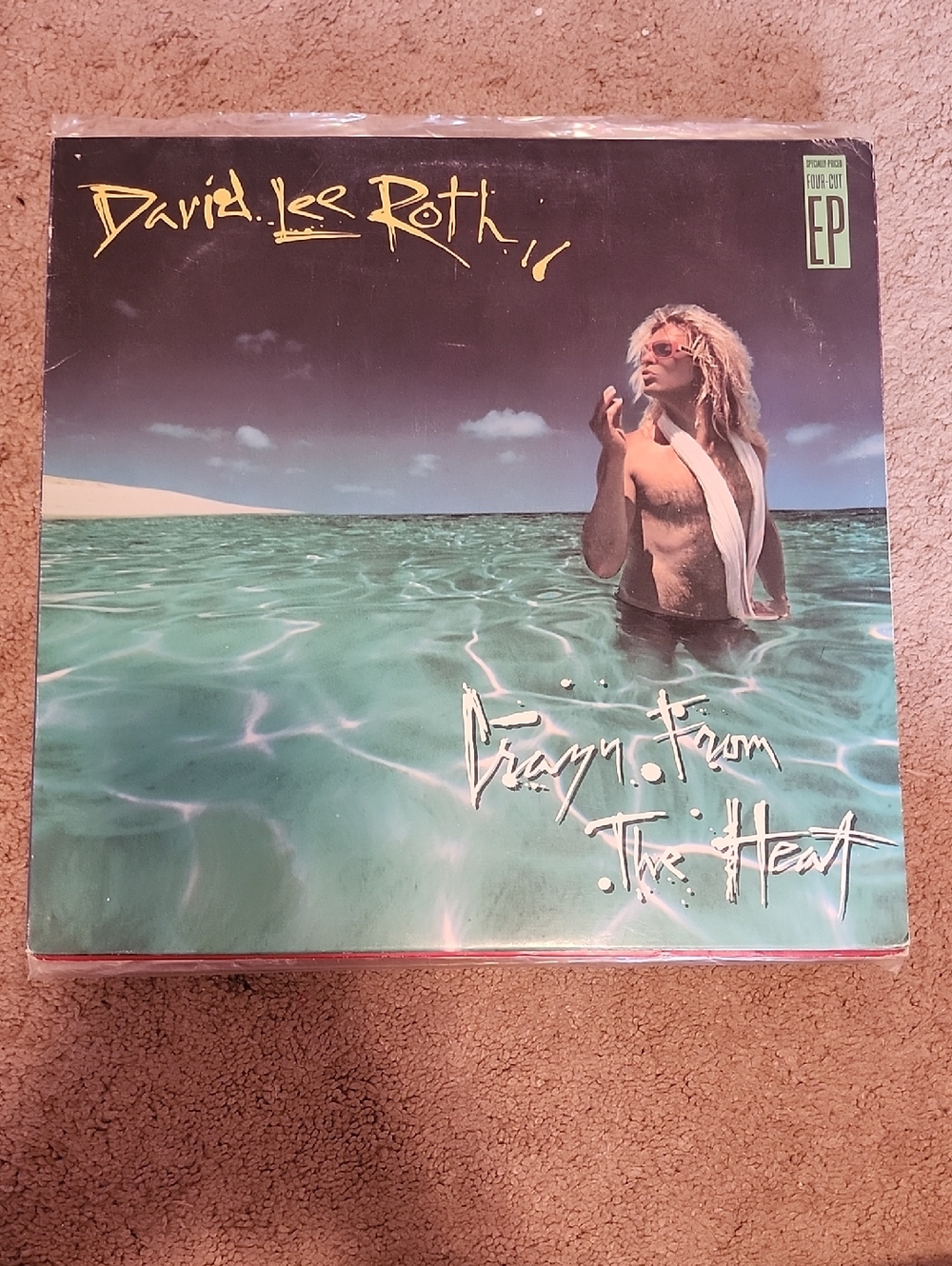 David Lee Roth "Crazy from the Heat" Vinyl EP - Teal & Black Cover